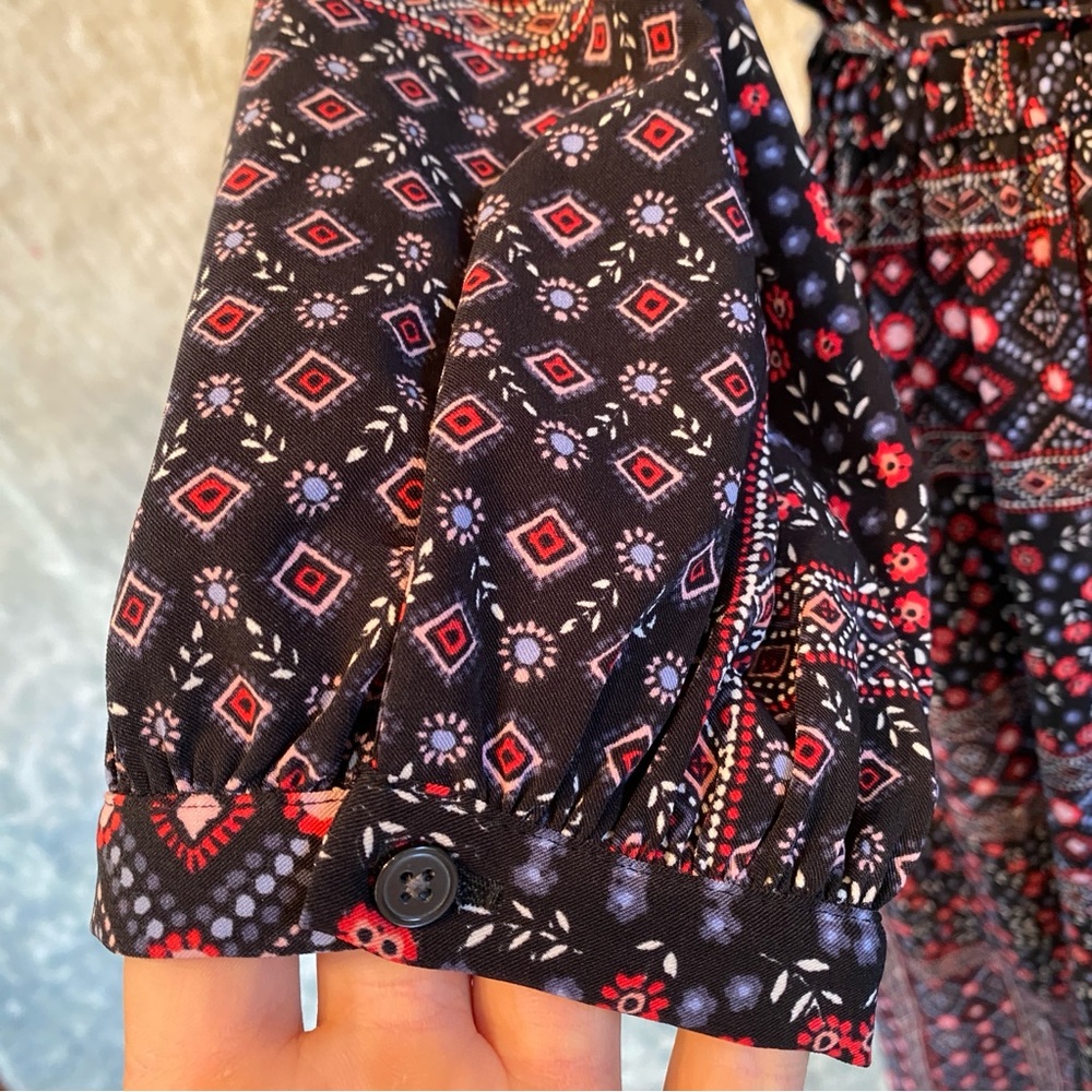 Loft Bohemian Black and Red Patterned dress with Tassels        size S - Picture 10 of 10